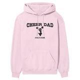 Cheer Dad with Cheerleader Icon and Cheerleader Name on a Hoodie with a Black Graphic