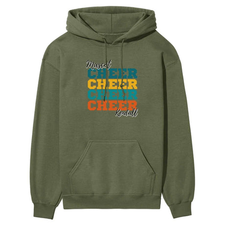 Personalized Cheer Cheer Cheer on a Hoodie With Mascot and Cheerleader Name on a Hoodie