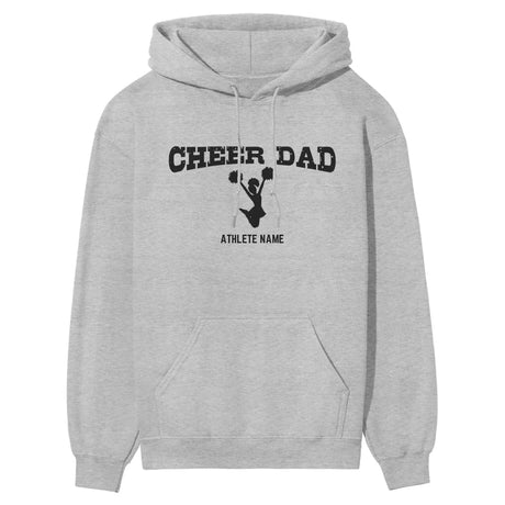 Cheer Dad with Cheerleader Icon and Cheerleader Name on a Hoodie with a Black Graphic