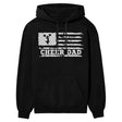 Cheer Dad Horizontal Flag on a Hoodie with a White Graphic