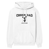 Cheer Dad with Cheerleader Icon and Cheerleader Name on a Hoodie with a Black Graphic