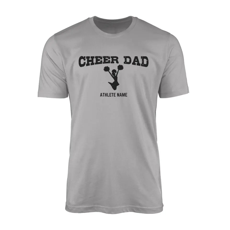 Cheer Dad with Cheerleader Icon and Cheerleader Name on a Men's T-Shirt with a Black Graphic