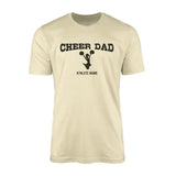 Cheer Dad with Cheerleader Icon and Cheerleader Name on a Men's T-Shirt with a Black Graphic