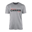 Custom Cheer Mascot and Cheerleader Name on a Men's T-Shirt with a Black Graphic