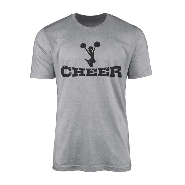 Basic Cheer with Cheerleader Icon on a Men's T-Shirt with a Black Graphic