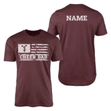 Cheer Dad Horizontal Flag With Cheerleader Name on a Men's T-Shirt with a White Graphic