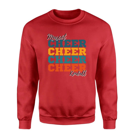 Personalized Cheer Cheer Cheer on a Sweatshirt With Mascot and Cheerleader Name on a Sweatshirt