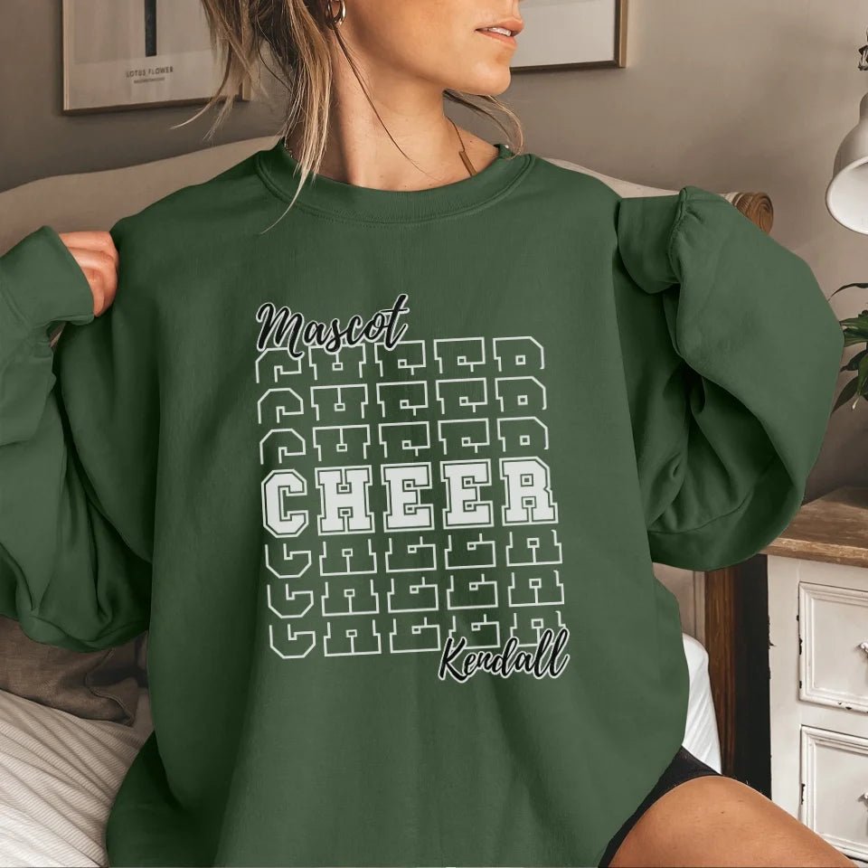 Custom Cheer on a Sweatshirt With Mascot and Cheerleader Name on a Sweatshirt