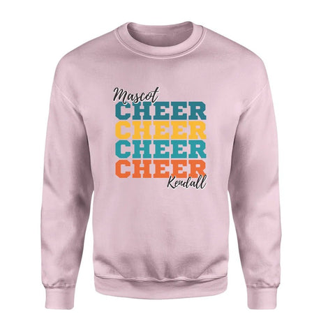 Personalized Cheer Cheer Cheer on a Sweatshirt With Mascot and Cheerleader Name on a Sweatshirt