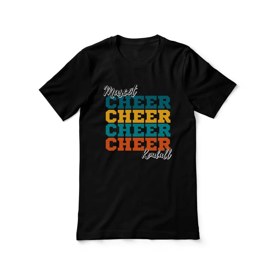 Personalized Cheer Cheer Cheer Shirt With Mascot and Cheerleader Name on a Unisex T-Shirt