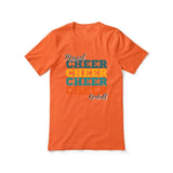 Personalized Cheer Cheer Cheer Shirt With Mascot and Cheerleader Name on a Unisex T-Shirt