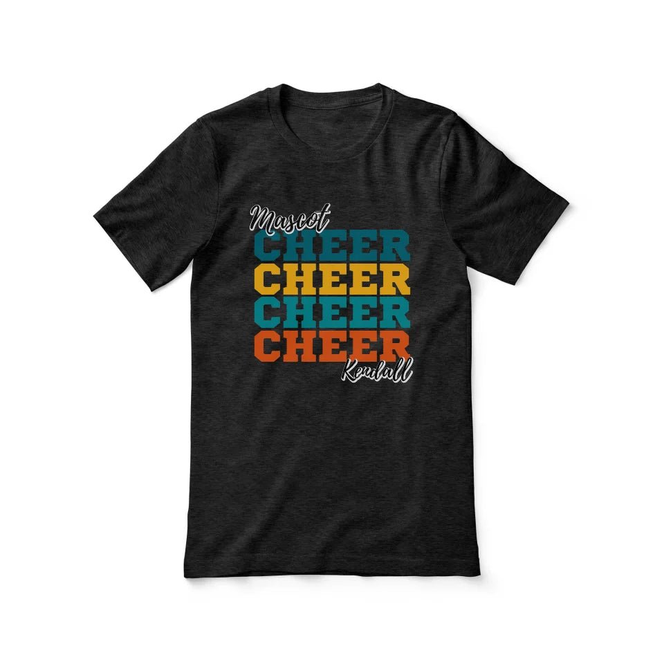 Personalized Cheer Cheer Cheer Shirt With Mascot and Cheerleader Name on a Unisex T-Shirt