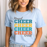 Personalized Cheer Cheer Cheer Shirt With Mascot and Cheerleader Name on a Unisex T-Shirt