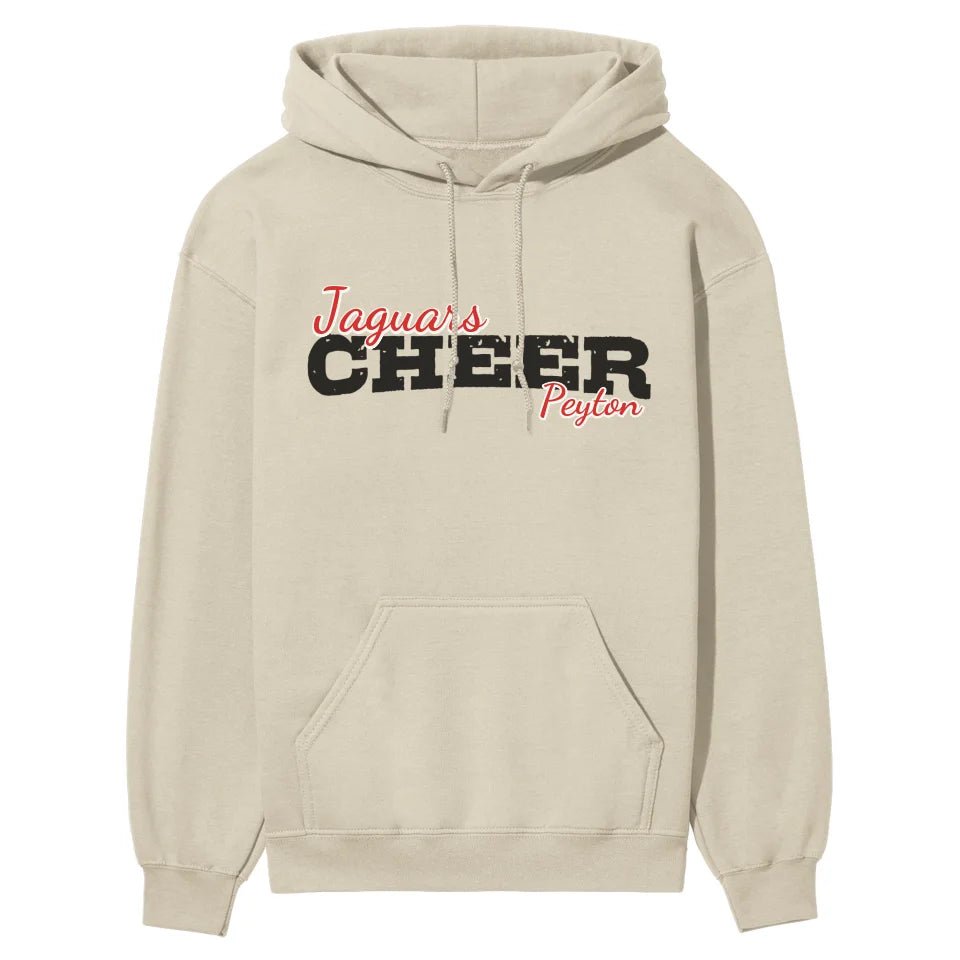 Custom Cheer Mascot and Cheerleader Name on a Hoodie with a Black Graphic