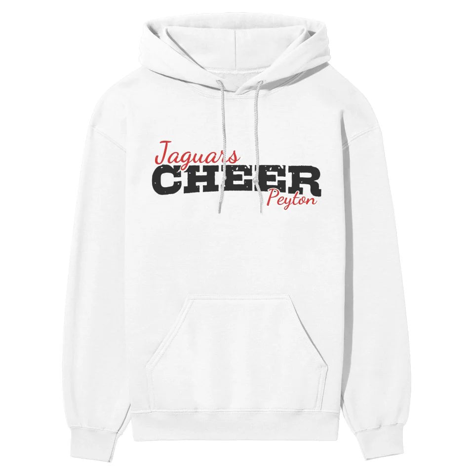 Custom Cheer Mascot and Cheerleader Name on a Hoodie with a Black Graphic