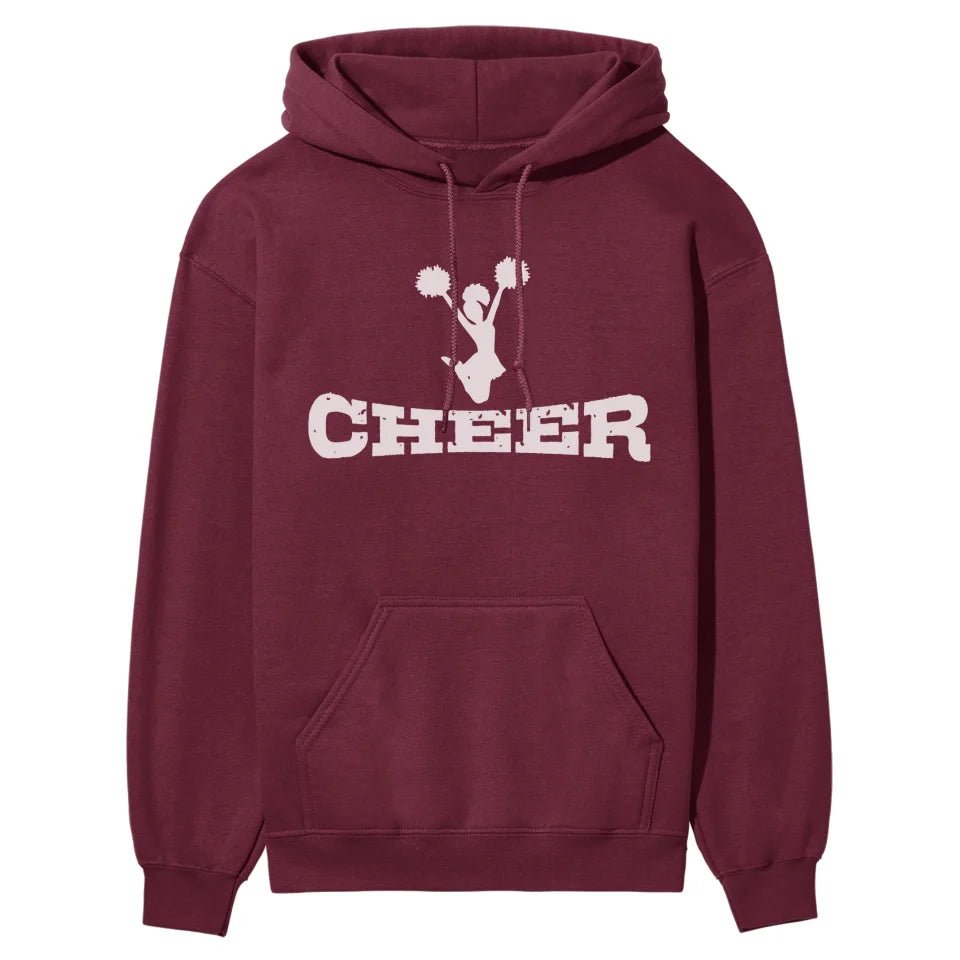 Basic Cheer with Cheerleader Icon on a Hoodie with a White Graphic