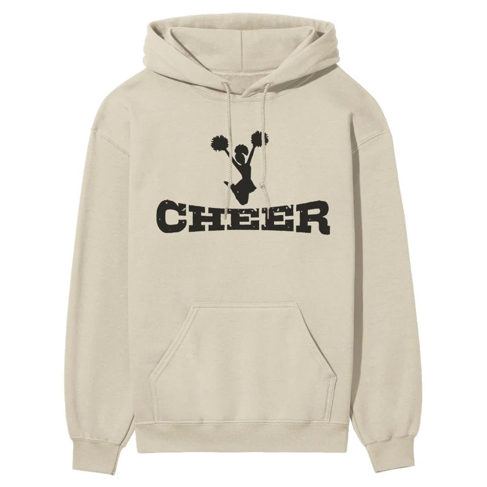 Basic Cheer with Cheerleader Icon on a Hoodie with a Black Graphic