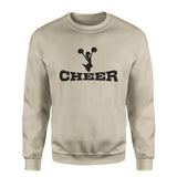 Basic Cheer with Cheerleader Icon on a Sweatshirt with a Black Graphic