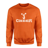 Basic Cheer with Cheerleader Icon on a Sweatshirt with a White Graphic