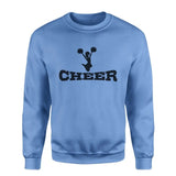 Basic Cheer with Cheerleader Icon on a Sweatshirt with a Black Graphic