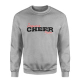 Custom Cheer Mascot and Cheerleader Name on a Sweatshirt with a Black Graphic