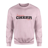 Custom Cheer Mascot and Cheerleader Name on a Sweatshirt with a Black Graphic