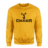 Basic Cheer with Cheerleader Icon on a Sweatshirt with a Black Graphic