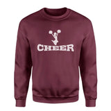 Basic Cheer with Cheerleader Icon on a Sweatshirt with a White Graphic