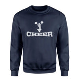 Basic Cheer with Cheerleader Icon on a Sweatshirt with a White Graphic