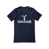 Basic Cheer with Cheerleader Icon on a Unisex T-Shirt with a White Graphic