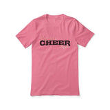 Custom Cheer Mascot and Cheerleader Name on a Unisex T-Shirt with a Black Graphic