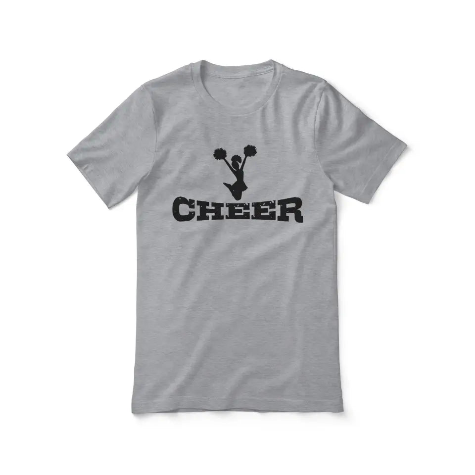 Basic Cheer with Cheerleader Icon on a Unisex T-Shirt with a Black Graphic