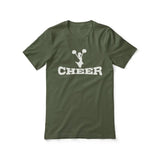 Basic Cheer with Cheerleader Icon on a Unisex T-Shirt with a White Graphic