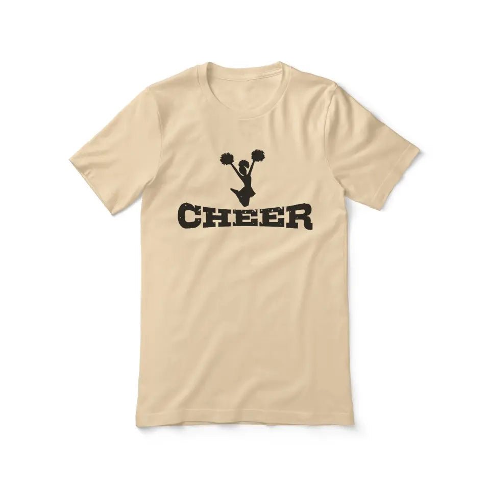 Basic Cheer with Cheerleader Icon on a Unisex T-Shirt with a Black Graphic