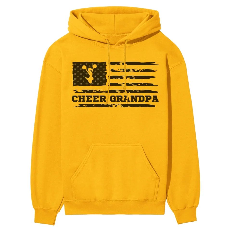 Cheer Grandpa Horizontal Flag on a Hoodie with a Black Graphic