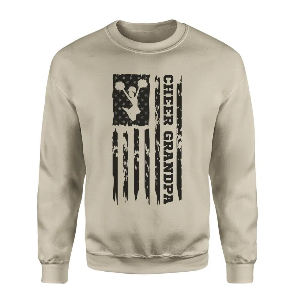 Cheer Grandpa Vertical Flag on a Sweatshirt with a Black Graphic