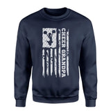 Cheer Grandpa Vertical Flag on a Sweatshirt with a White Graphic