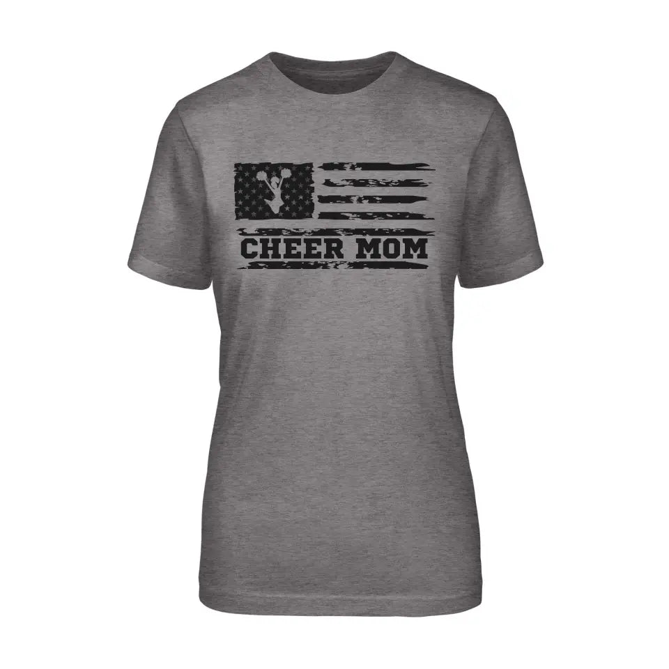 Cheer Mom Horizontal Flag on a Unisex T-Shirt with a Black Graphic