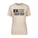 Cheer Mom Horizontal Flag on a Unisex T-Shirt with a Black Graphic