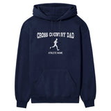 Cross Country Dad with Cross Country Runner Icon and Cross Country Runner Name on a Hoodie with a White Graphic