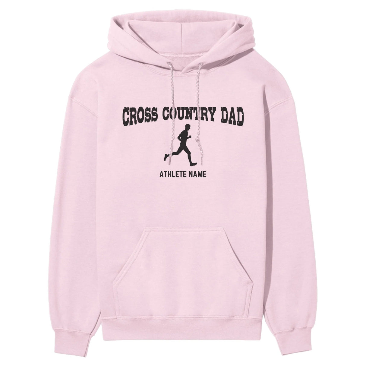 Cross Country Dad with Cross Country Runner Icon and Cross Country Runner Name on a Hoodie with a Black Graphic