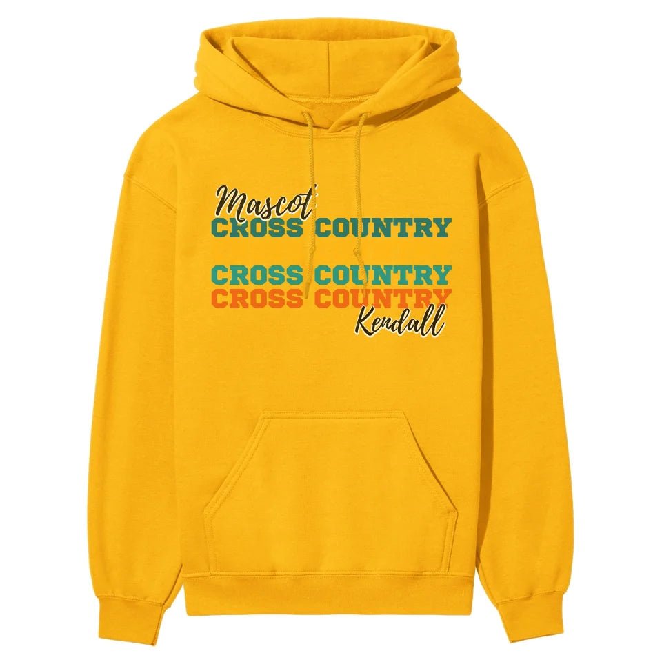 Personalized Cross Country Cross Country Cross Country on a Hoodie With Mascot and Cross Country Runner Name on a Hoodie