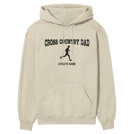 Cross Country Dad with Cross Country Runner Icon and Cross Country Runner Name on a Hoodie with a Black Graphic