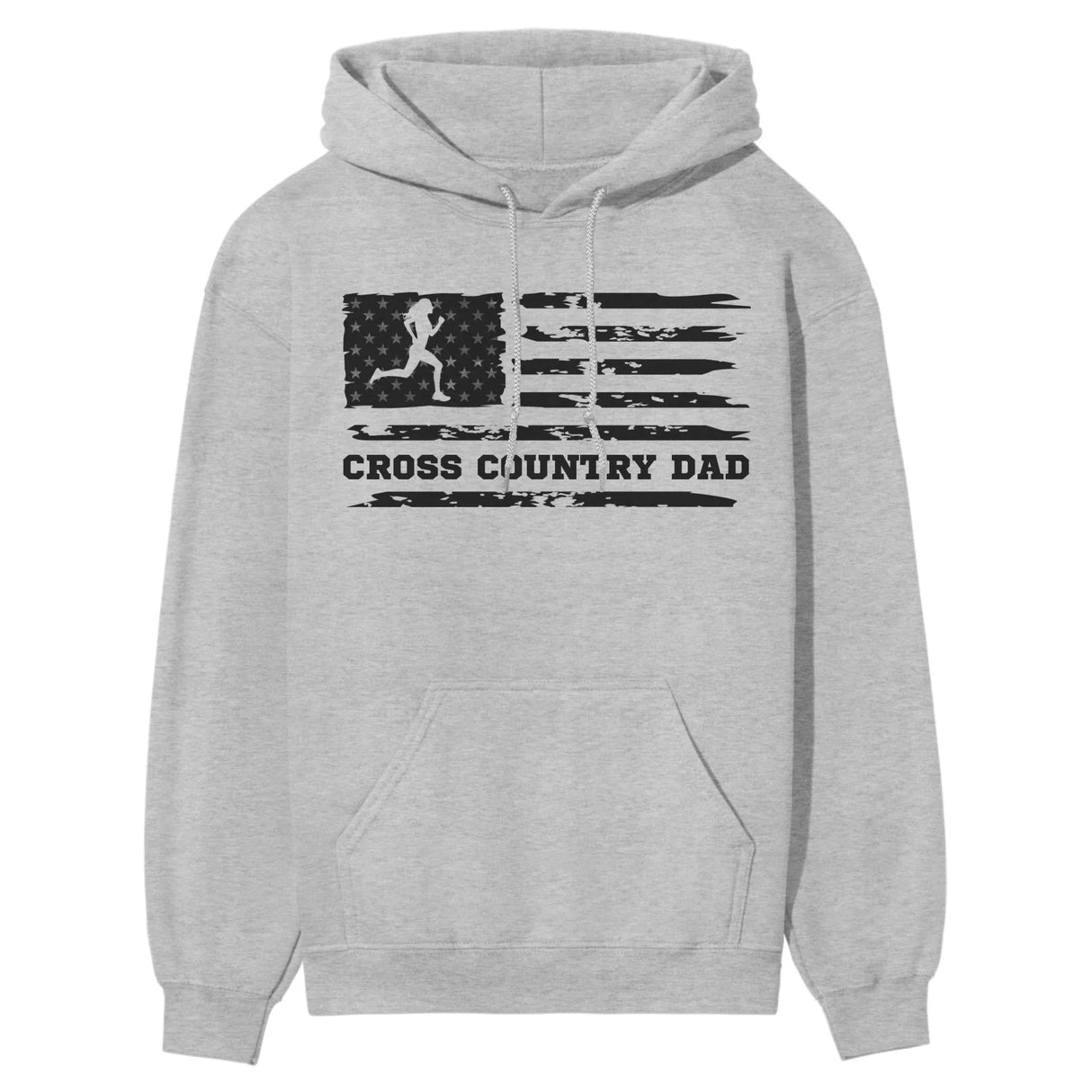 Cross Country Dad Horizontal Flag on a Hoodie with a Black Graphic