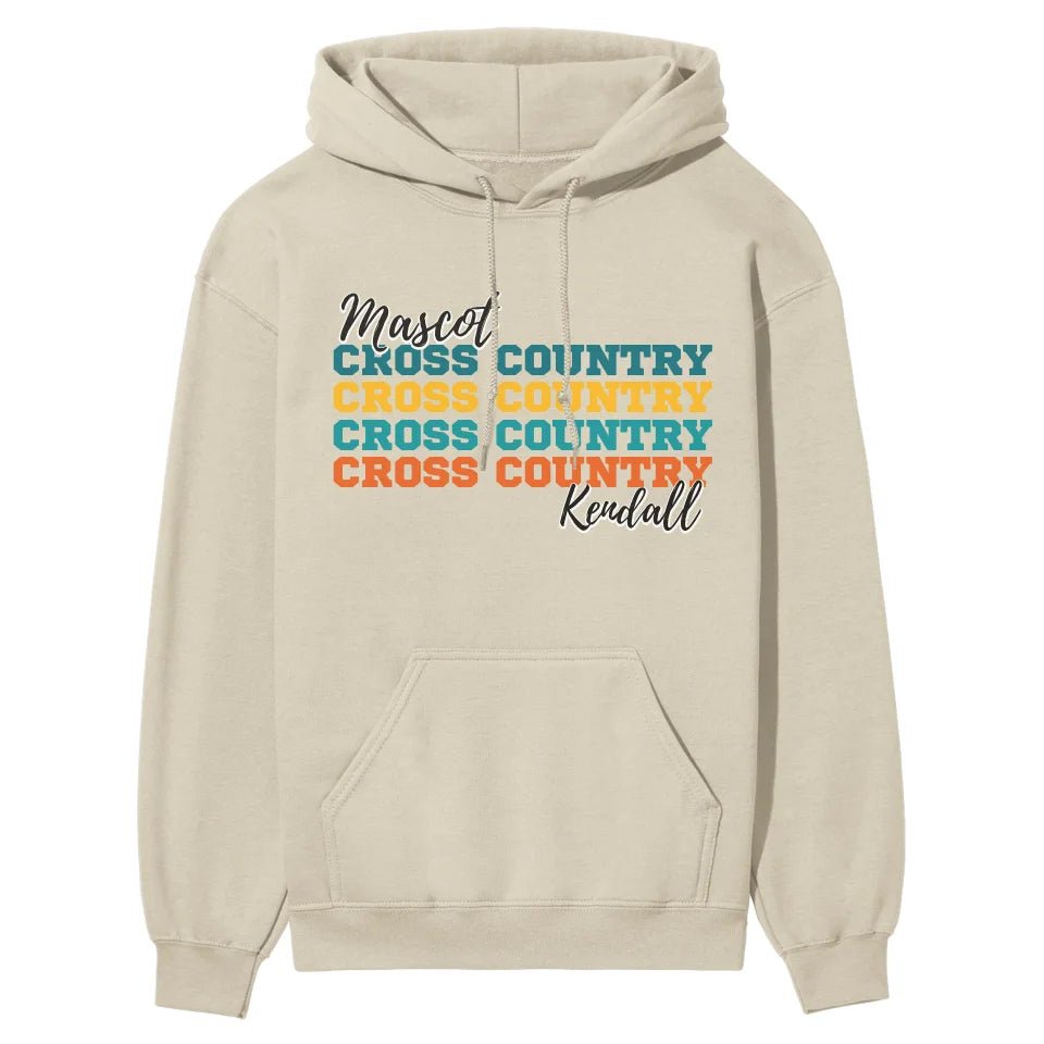 Personalized Cross Country Cross Country Cross Country on a Hoodie With Mascot and Cross Country Runner Name on a Hoodie