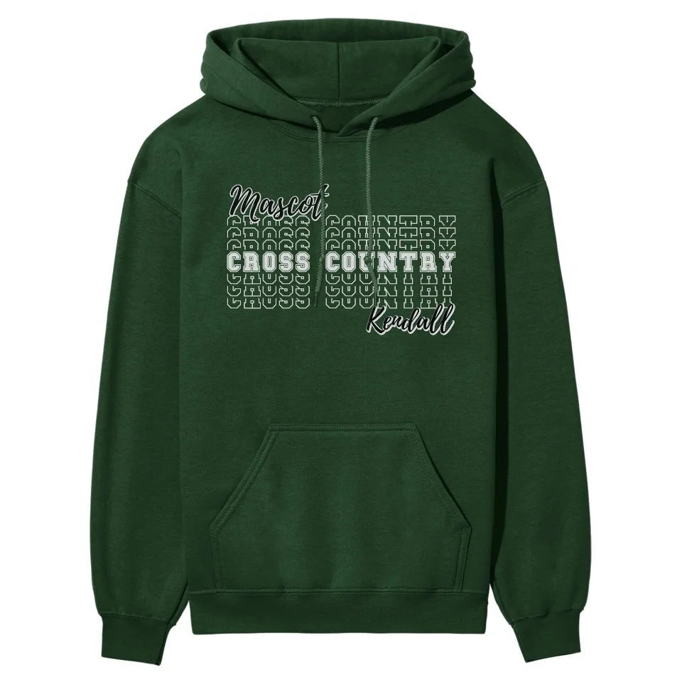 Custom Cross Country on a Sweatshirt With Mascot and Cross Country Runner Name on a Hoodie