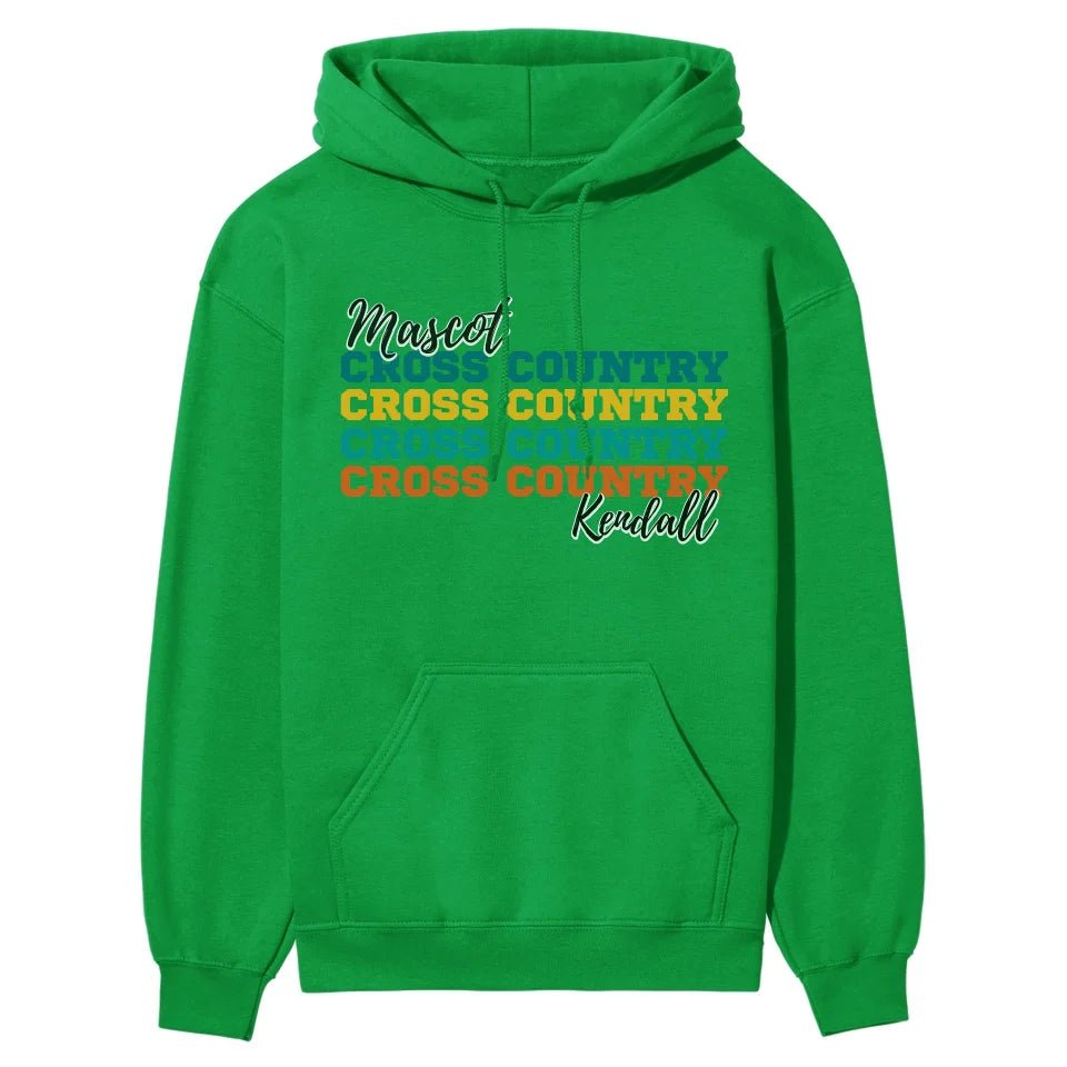 Personalized Cross Country Cross Country Cross Country on a Hoodie With Mascot and Cross Country Runner Name on a Hoodie