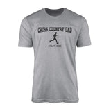 Cross Country Dad with Cross Country Runner Icon and Cross Country Runner Name on a Men's T-Shirt with a Black Graphic