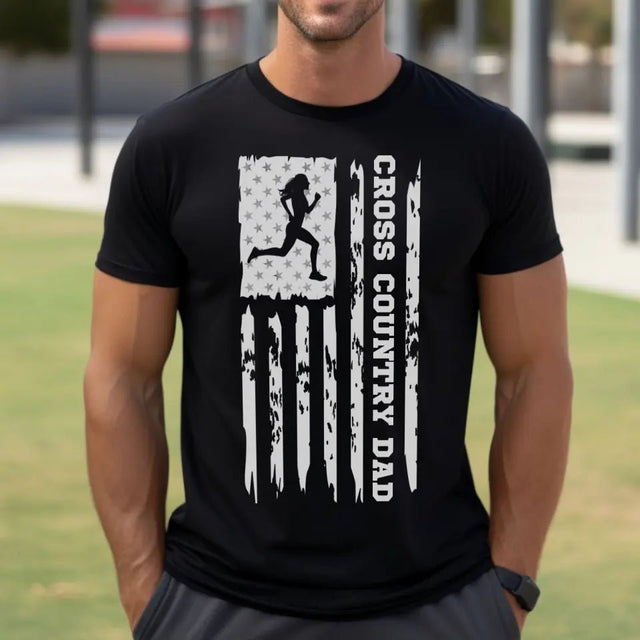 Cross Country Dad Vertical Flag on a Men's T-Shirt with a White Graphic