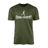 Basic Cross Country with Cross Country Runner Icon on a Men's T-Shirt with a White Graphic